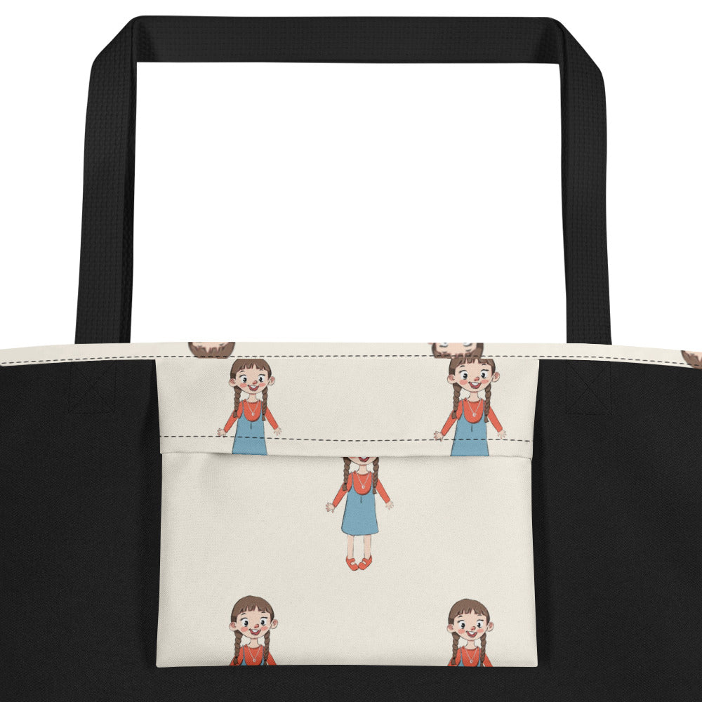 Eylül Character All-Over Print Large Tote Bag with Pocket, Roots & Talks - product photo
