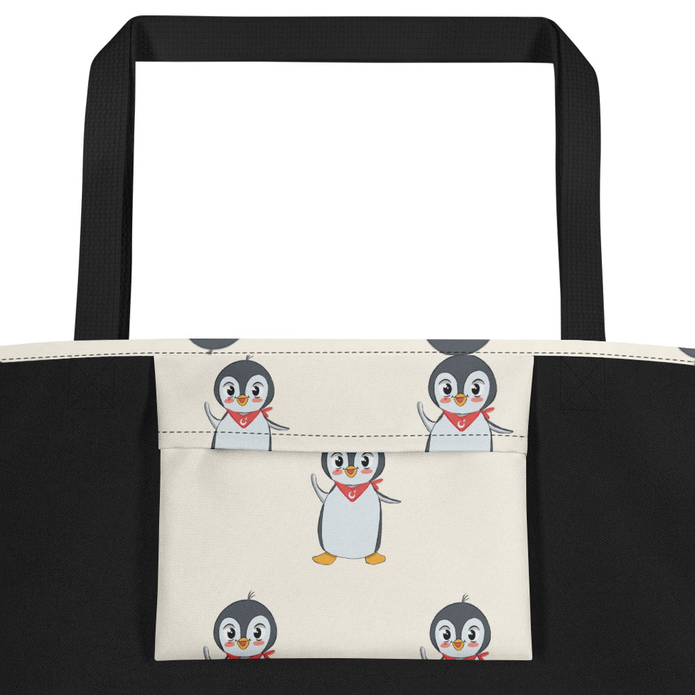 Pingucan Penguin All-Over Print Large Tote Bag with Pocket, Roots & Talks - product photo