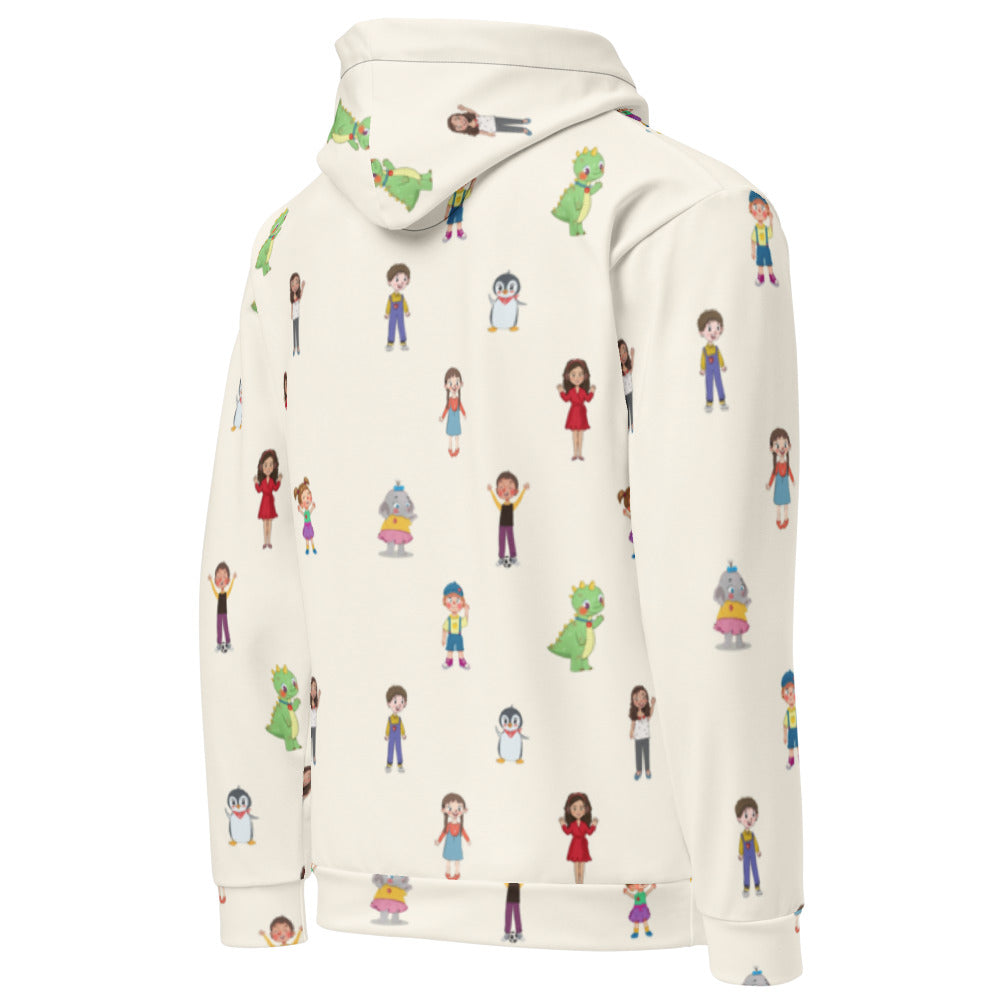 Roots & Talks Characters All-Over Print Recycled Unisex Hoodie - Right Back