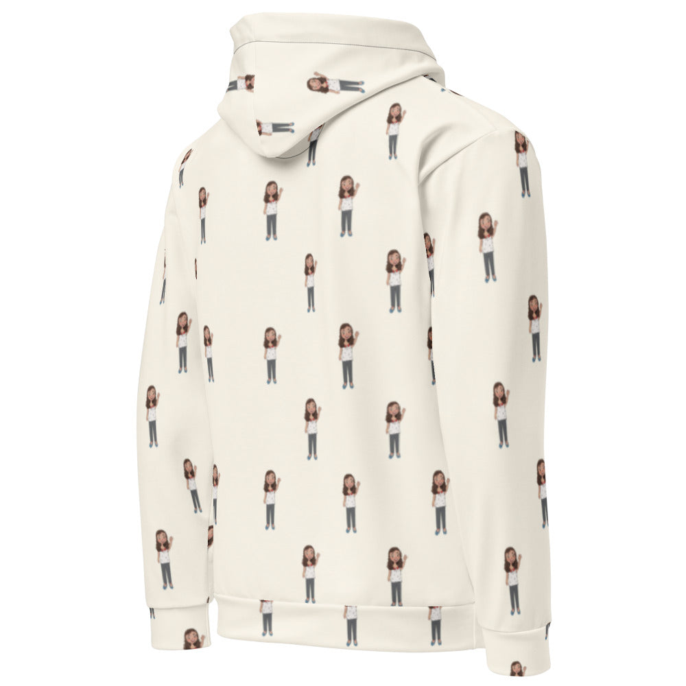 Defne Character All-Over Print Recycled Unisex Hoodie, Roots & Talks - Right Back
