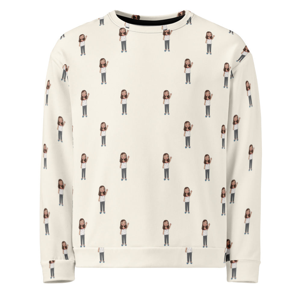 Defne Character All-Over Print Recycled Unisex Sweatshirt, Roots & Talks - product photo