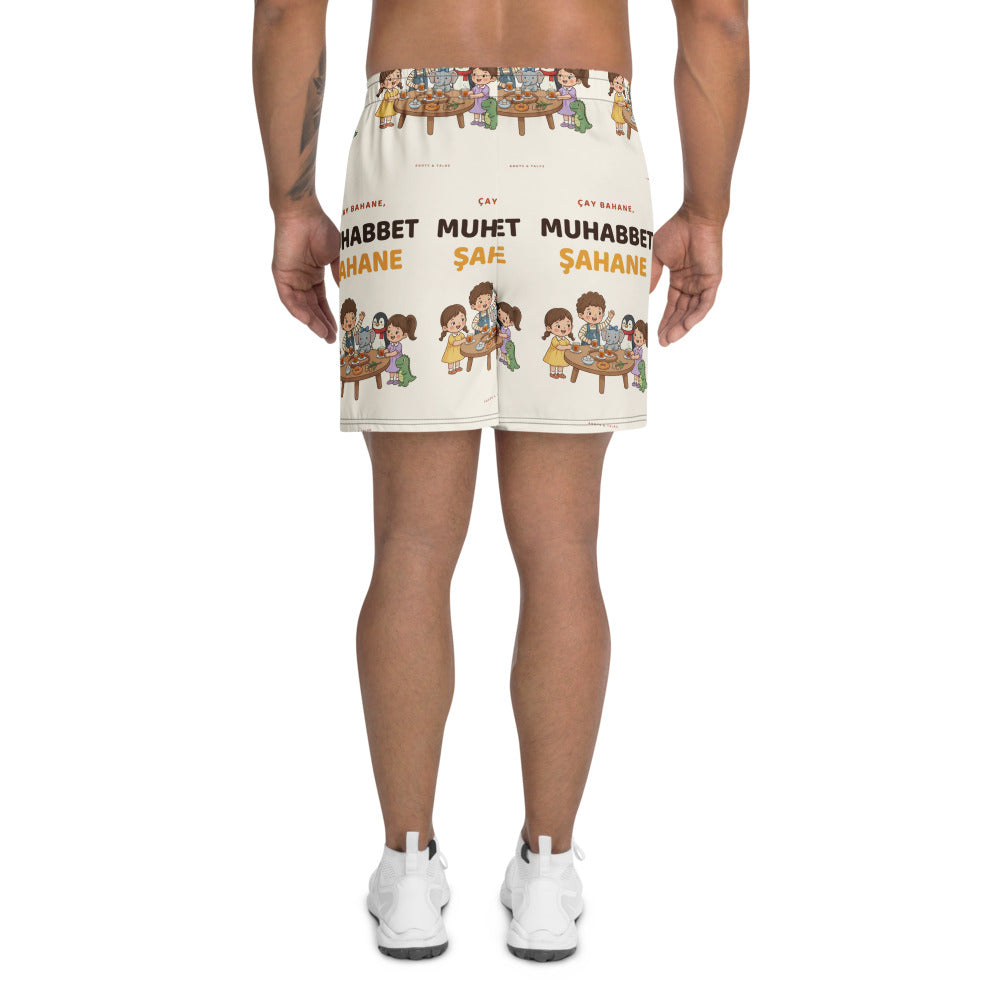 Çay Bahane, Muhabbet Şahane All-Over Print Unisex Athletic Long Shorts, Roots & Talks - product photo