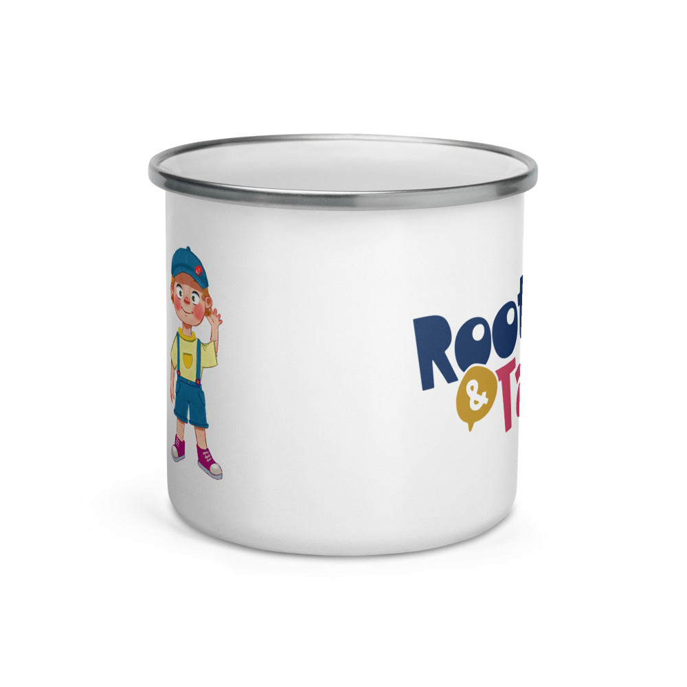 Giray Character Enamel Camp Mug, 12 oz, Roots & Talks - Front