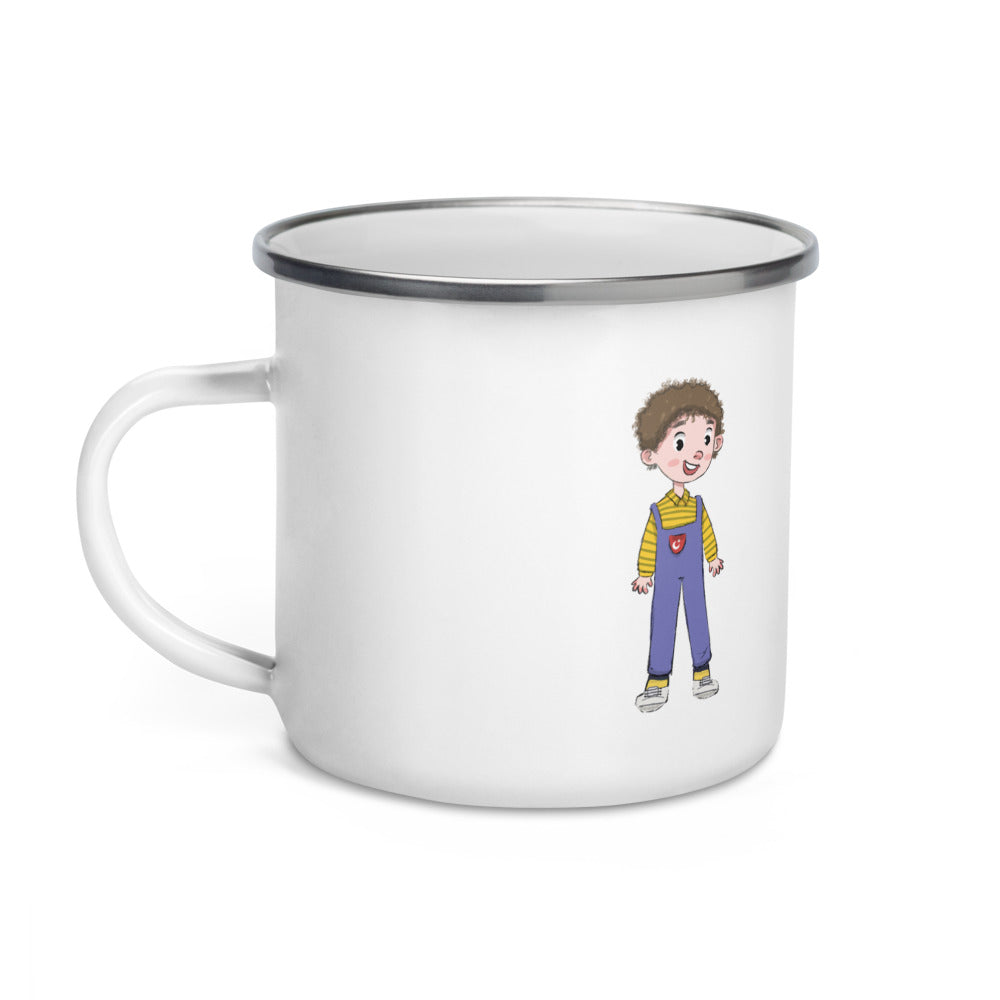 Ahmet Character Enamel Camp Mug, 12 oz, Roots & Talks - Left