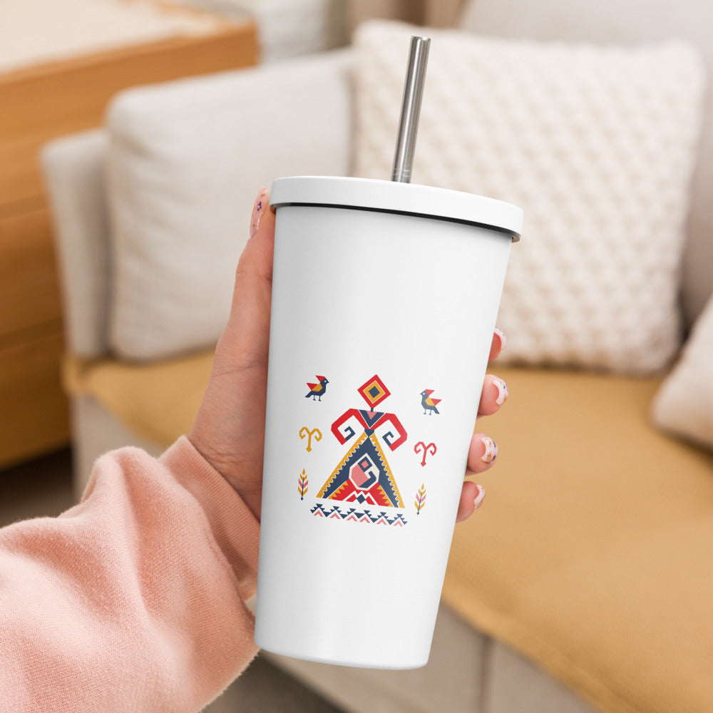 Elibelinde Insulated Tumbler with Straw, 20 oz, Roots & Talks - lifestyle photo 2