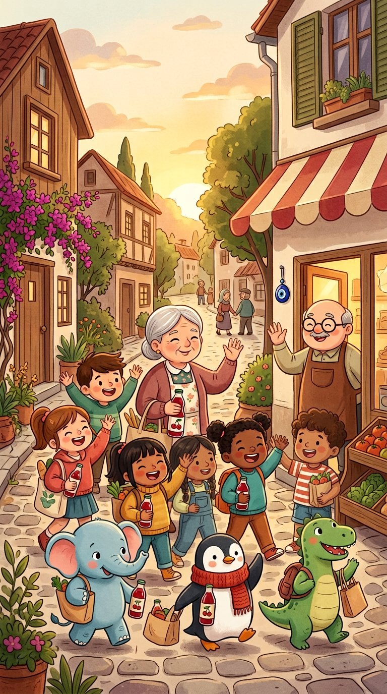 An illustrated page from The Bakkal on the Corner, Chapter 3 of Little Adventures in Turkish Culture