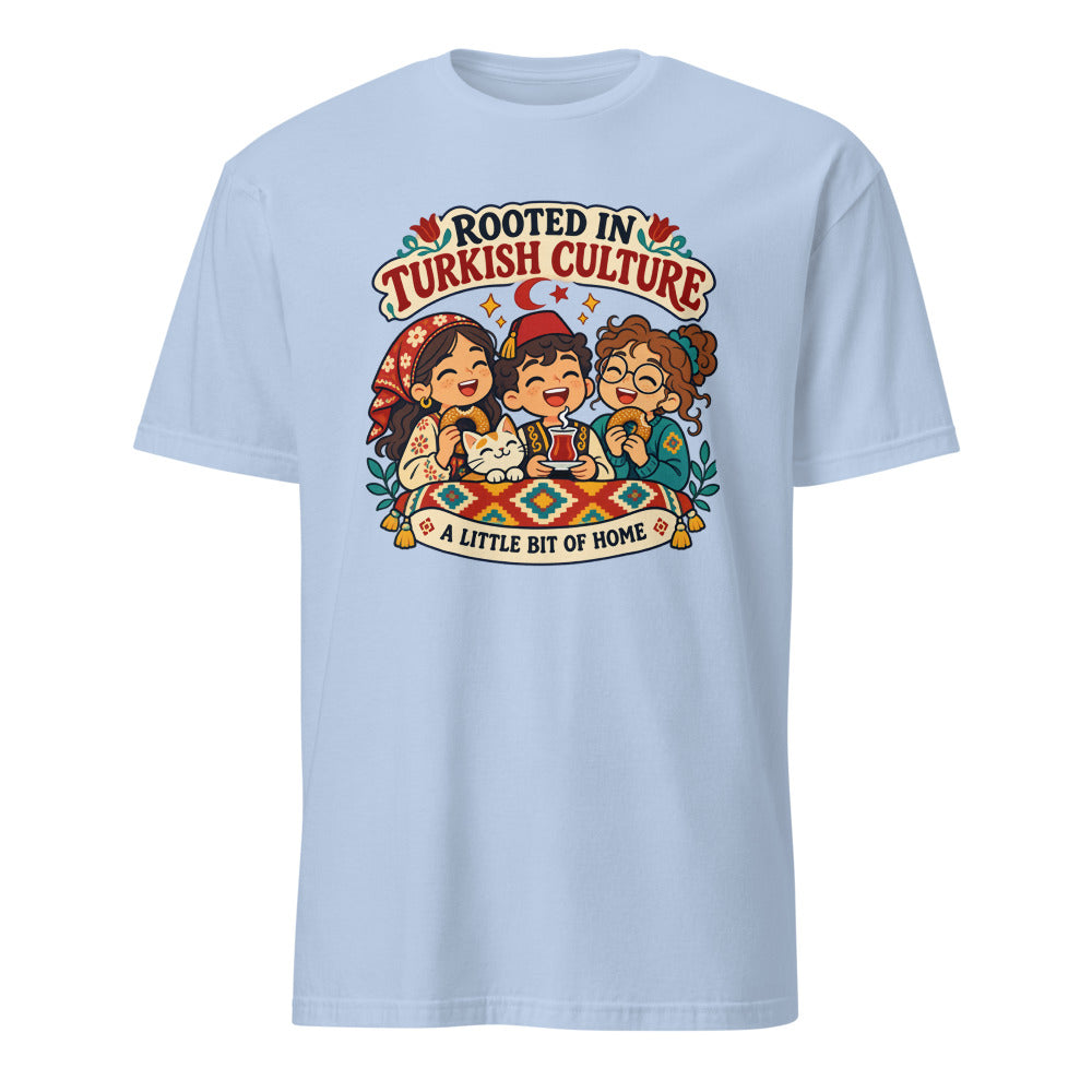 Rooted in Turkish Culture Unisex Softstyle T-Shirt, Roots & Talks - Light Blue