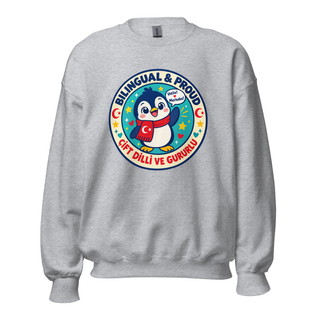 Bilingual & Proud Unisex Crewneck Sweatshirt, Roots & Talks - Sport Grey