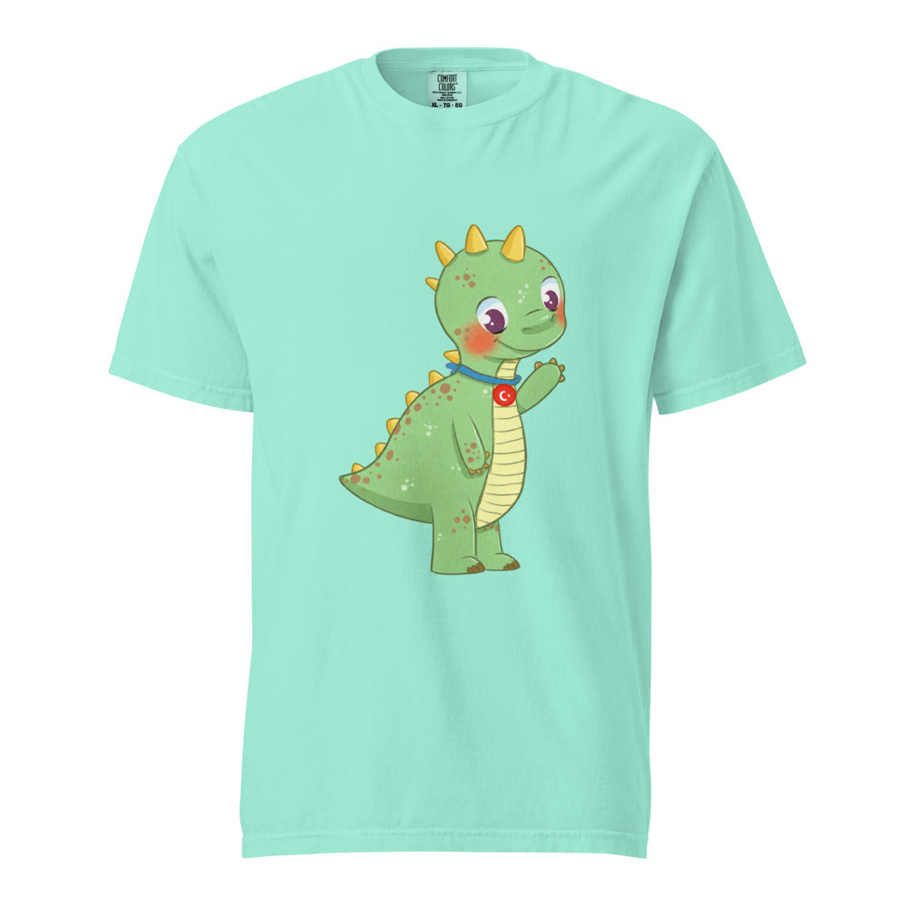 Dino Dinosaur Unisex Garment-Dyed Heavyweight T-Shirt, Roots & Talks - Chalky Mint