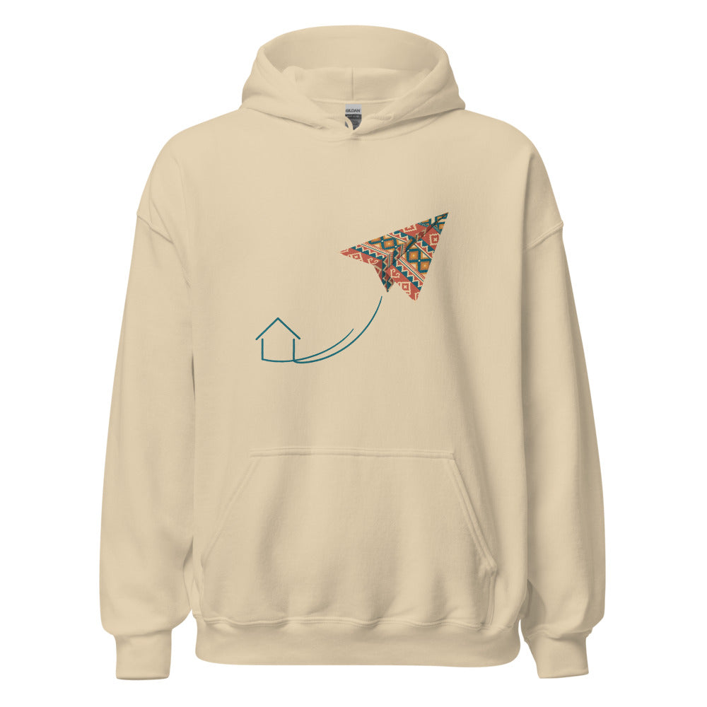 Kilim Flight Unisex Heavy Blend Hoodie, Roots & Talks - Sand