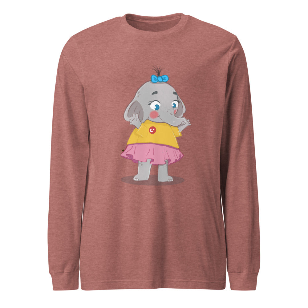 Filiz Elephant Unisex Long Sleeve T-Shirt, Roots & Talks - Heather Mauve