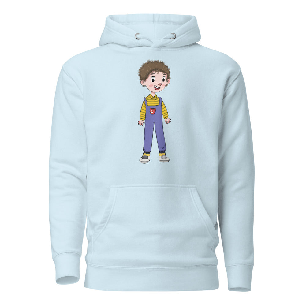 Ahmet Character Unisex Premium Pullover Hoodie, Roots & Talks - Sky Blue