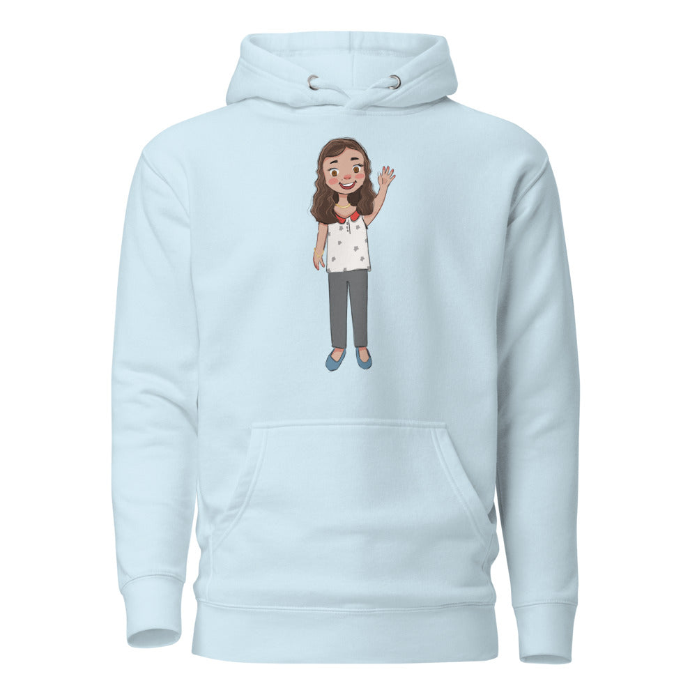 Defne Character Unisex Premium Pullover Hoodie, Roots & Talks - Sky Blue