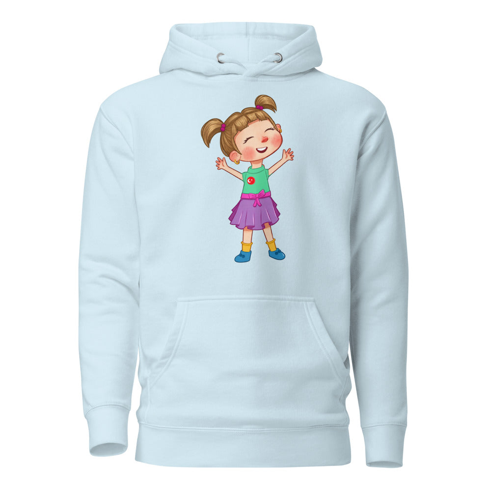 Ela Character Unisex Premium Pullover Hoodie, Roots & Talks - Sky Blue