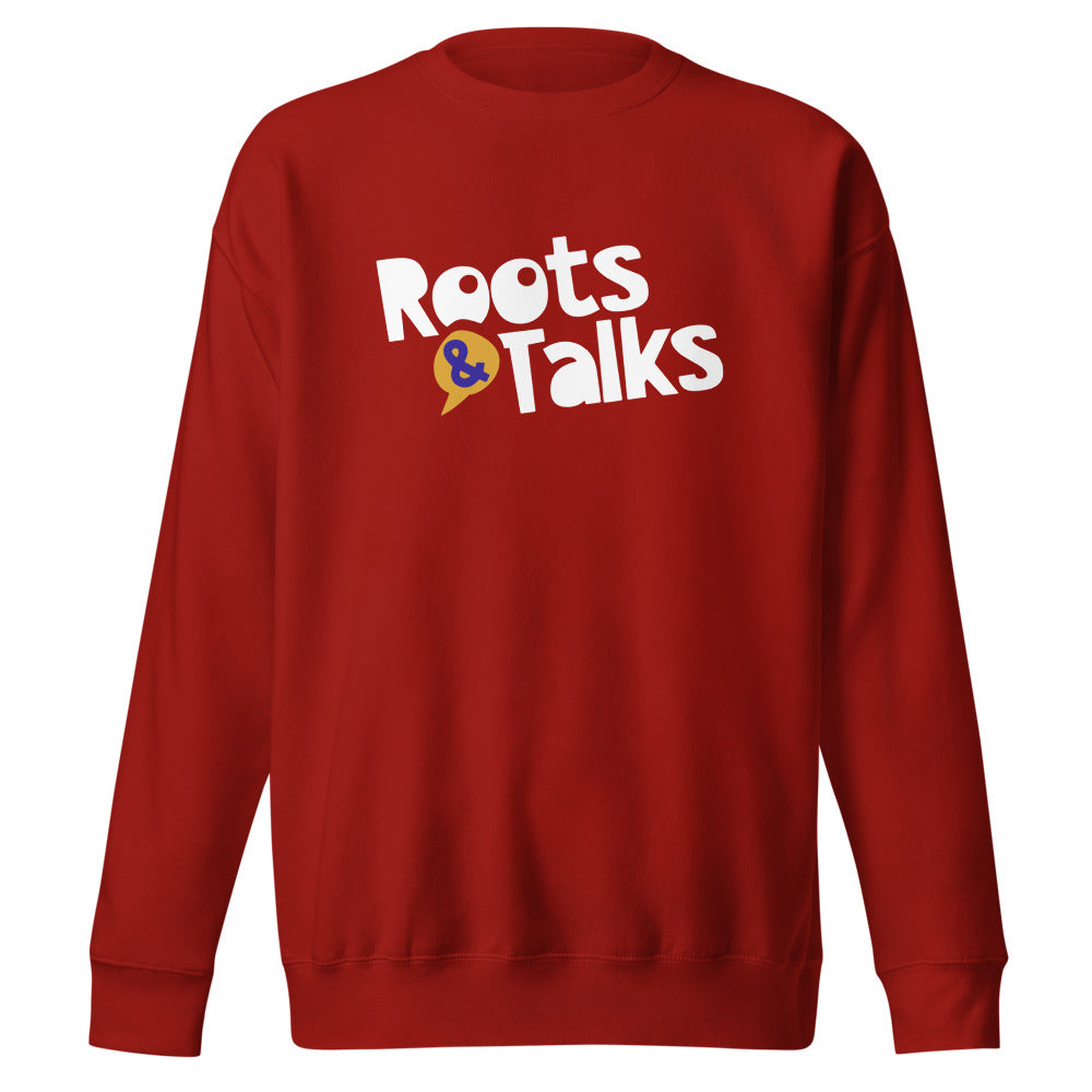 Roots & Talks Logo Unisex Premium Crewneck Sweatshirt - Cardinal