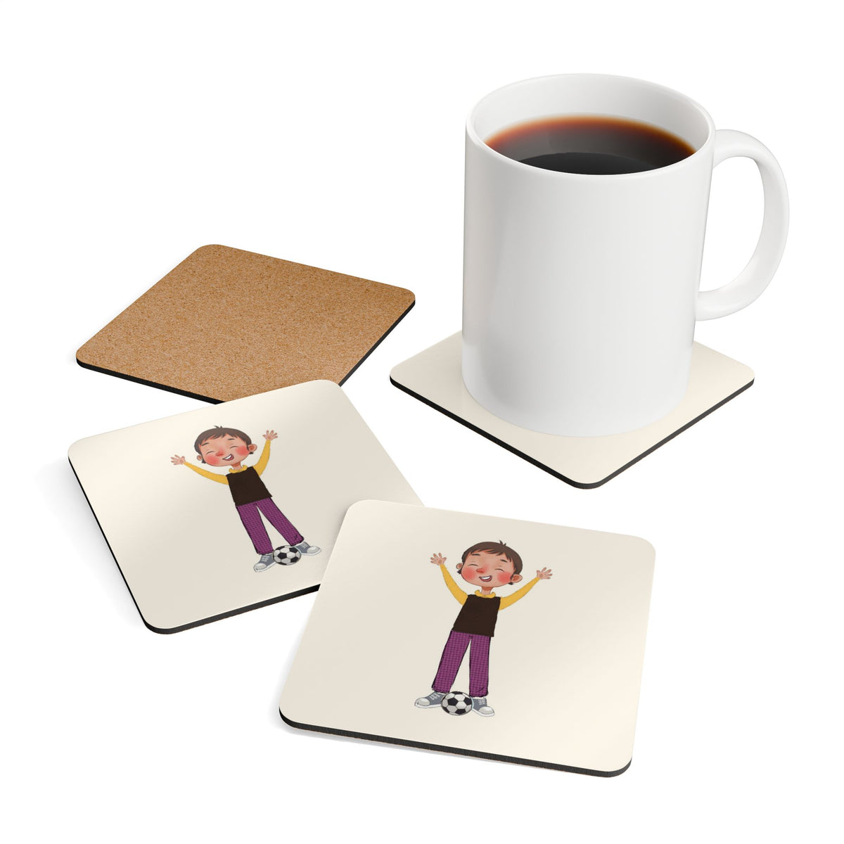 Gazi Character Cork-Back Coaster Set, 4 Pieces, Roots & Talks - product photo 4