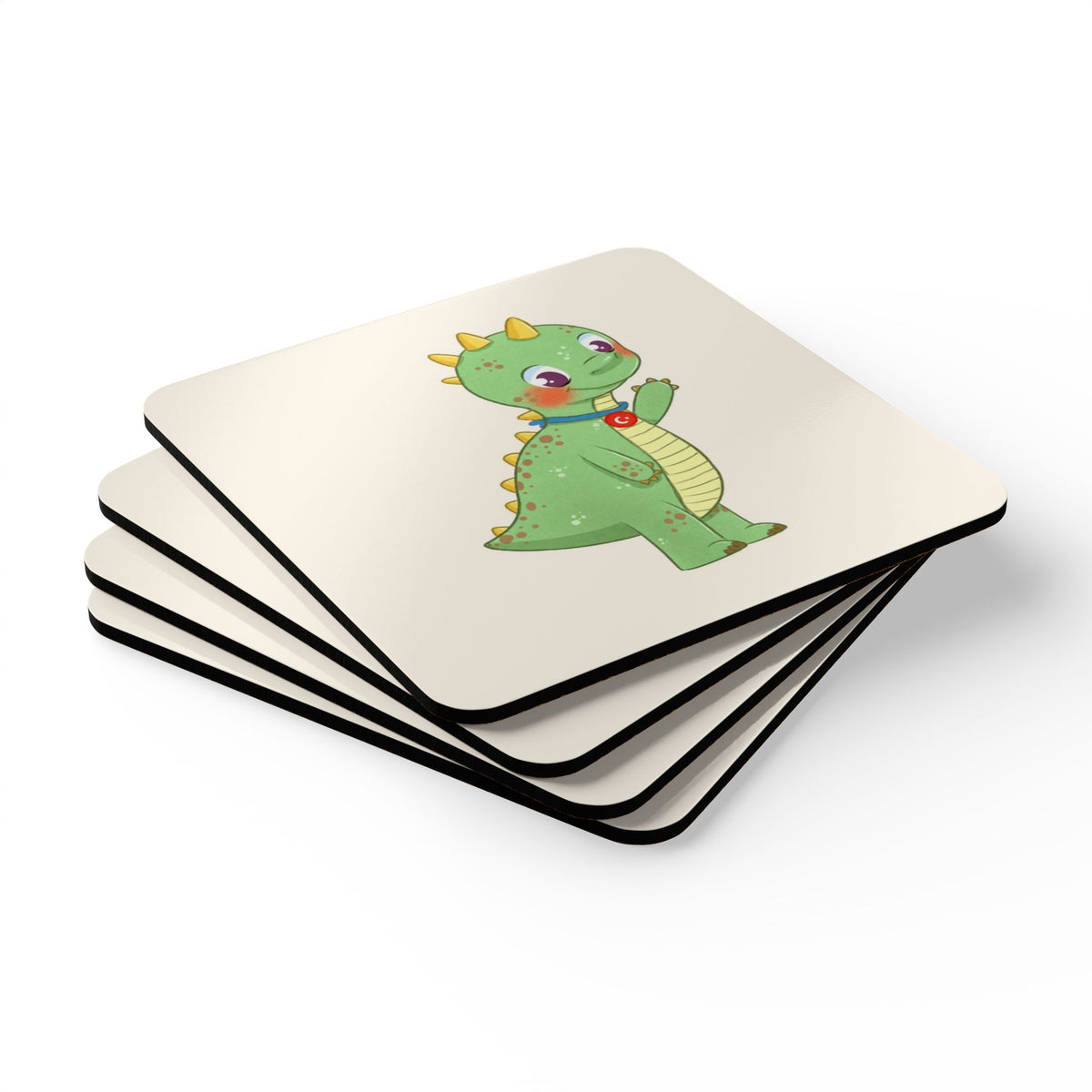 Dino Dinosaur Cork-Back Coaster Set, 4 Pieces, Roots & Talks - product photo 3