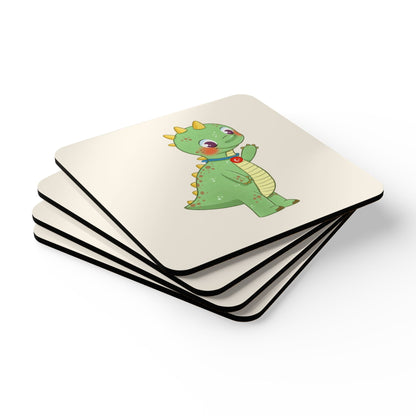 Dino Dinosaur Cork-Back Coaster Set, 4 Pieces, Roots & Talks - product photo 3