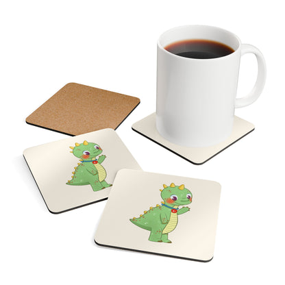 Dino Dinosaur Cork-Back Coaster Set, 4 Pieces, Roots & Talks - product photo 4