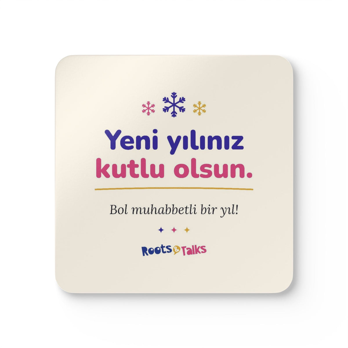 Yeni Yılınız Kutlu Olsun Cork-Back Coaster Set, 4 Pieces, Roots & Talks - product photo 1