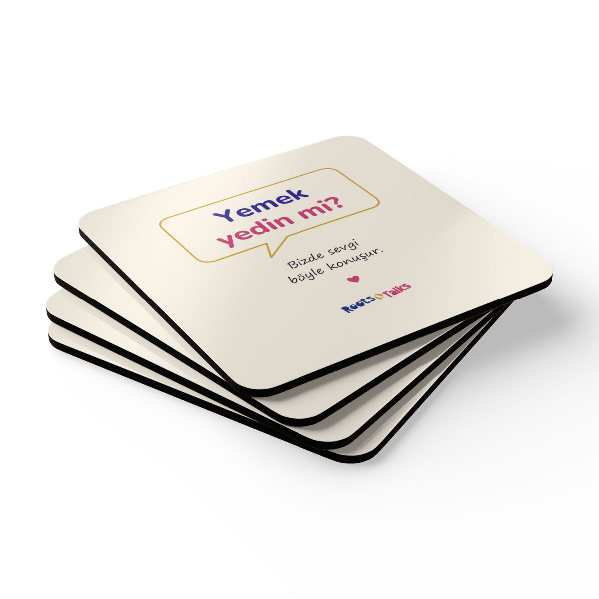Yemek Yedin Mi? Cork-Back Coaster Set, 4 Pieces, Roots & Talks - product photo 3