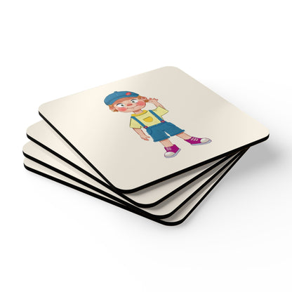 Giray Character Cork-Back Coaster Set, 4 Pieces, Roots & Talks - product photo 3