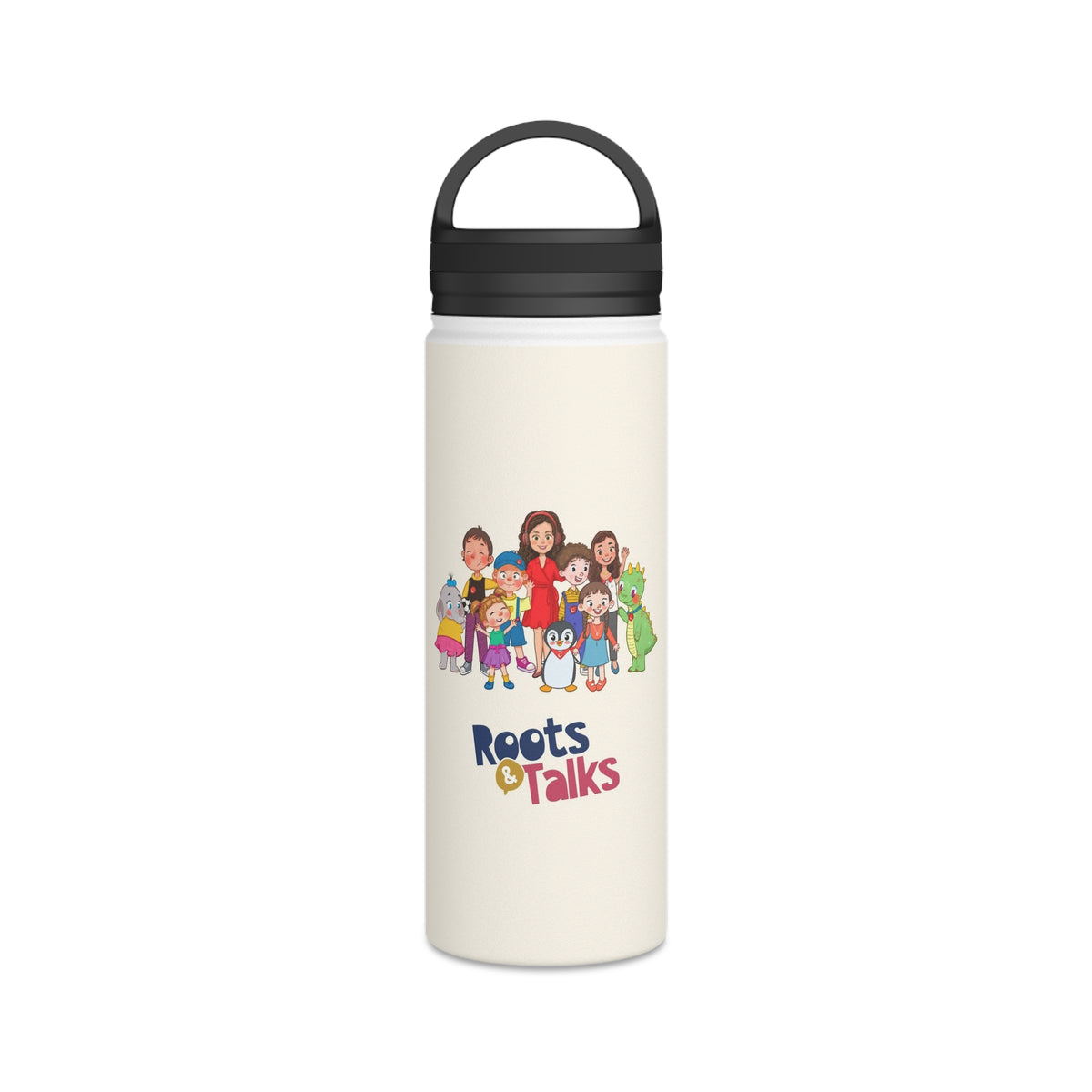 All the Characters Together Stainless Steel Water Bottle, 18 oz, Roots & Talks - product photo 1