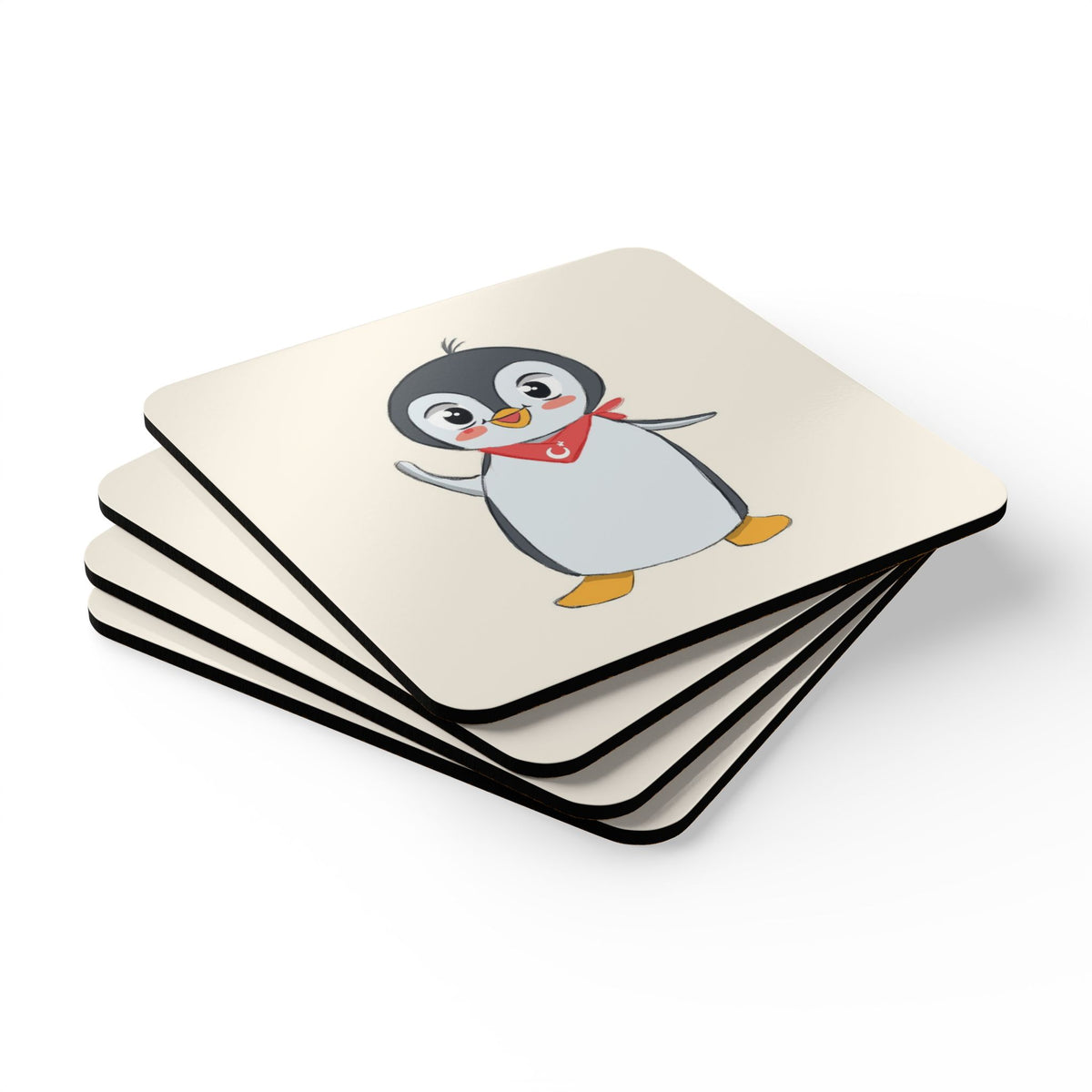 Pingucan Penguin Cork-Back Coaster Set, 4 Pieces, Roots & Talks - product photo 3