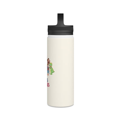 All the Characters Together Stainless Steel Water Bottle, 18 oz, Roots & Talks