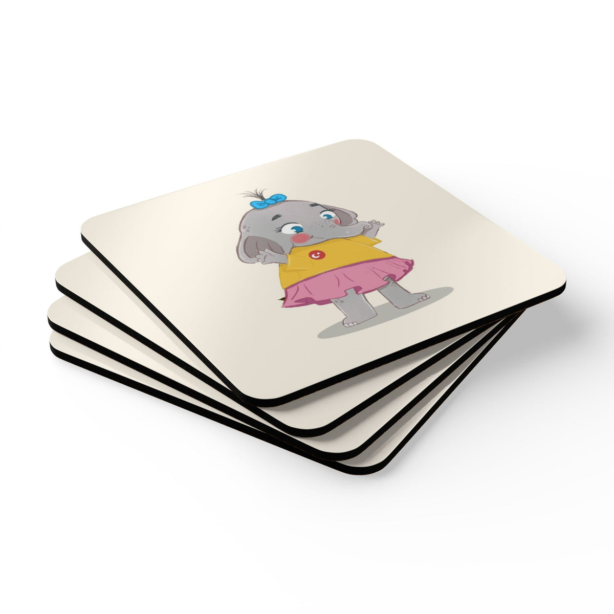Filiz Elephant Cork-Back Coaster Set, 4 Pieces, Roots & Talks - product photo 3
