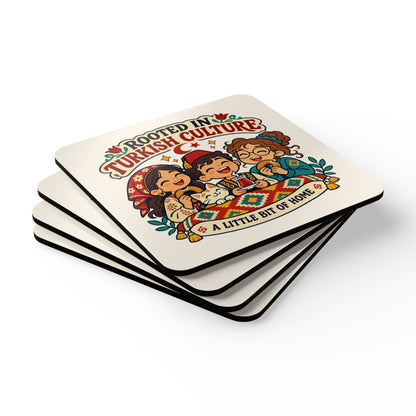 Rooted in Turkish Culture Cork-Back Coaster Set, 4 Pieces, Roots & Talks - product photo 3