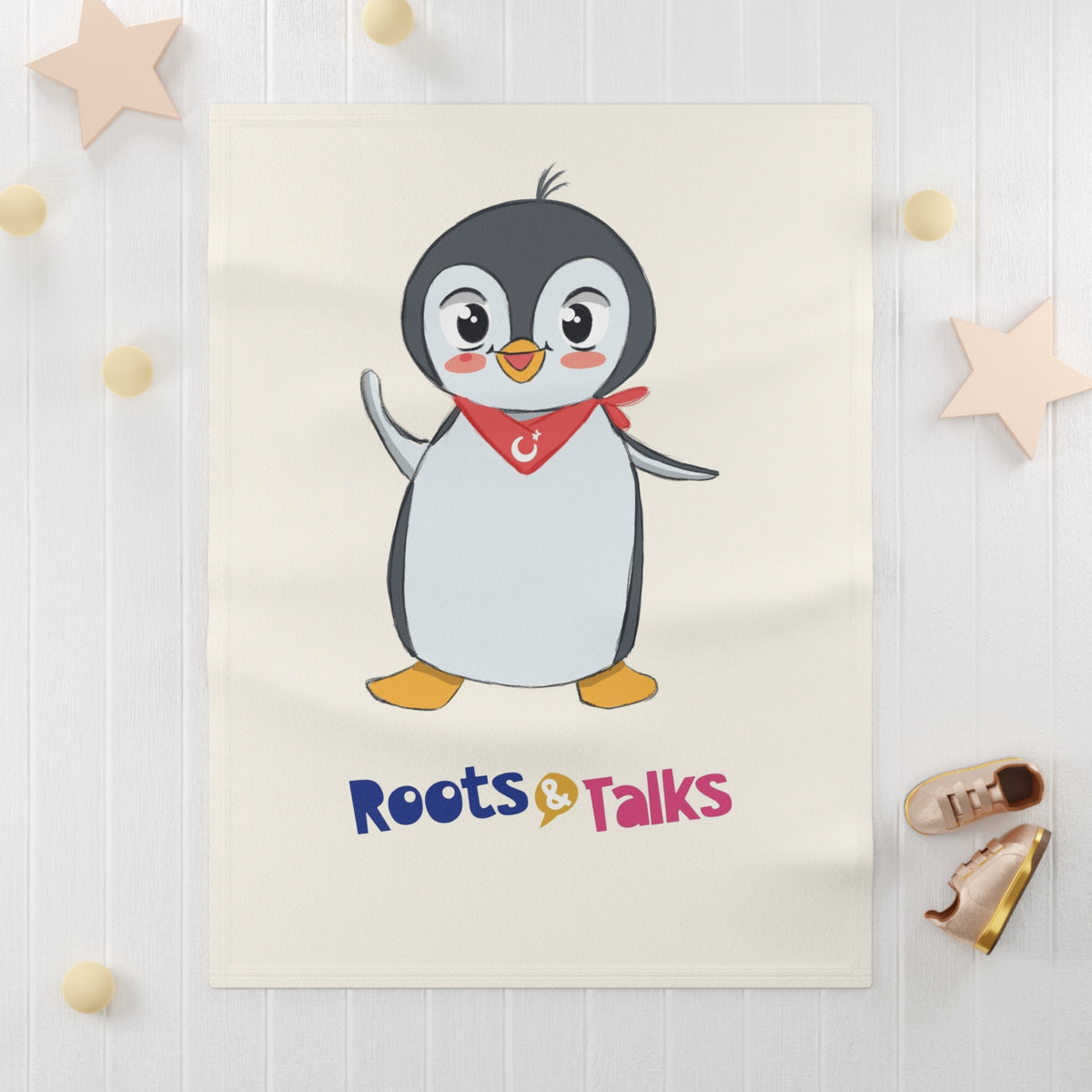 Pingucan Penguin Soft Fleece Baby Blanket, Roots & Talks - product photo 3