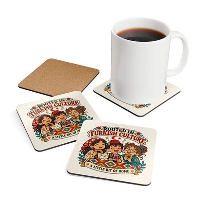 Rooted in Turkish Culture Cork-Back Coaster Set, 4 Pieces, Roots & Talks - product photo 4