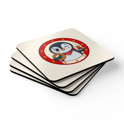 Simit and Tea Badge Cork-Back Coaster Set, 4 Pieces, Roots & Talks - product photo 3