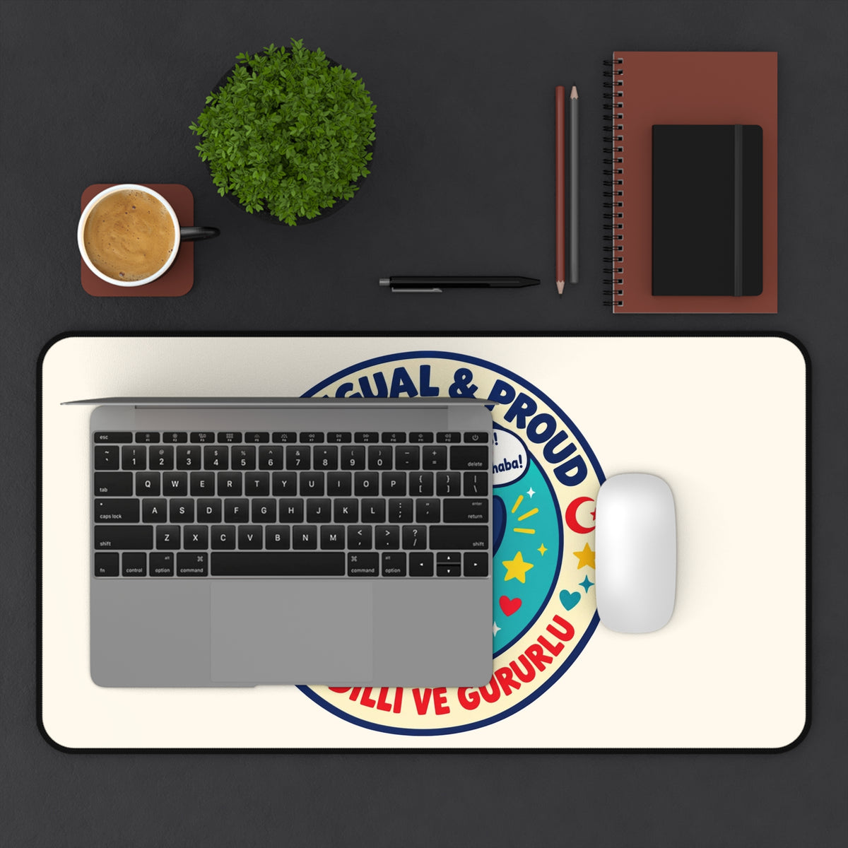 Bilingual & Proud Neoprene Desk Mat, 12 × 22 in, Roots & Talks - product photo 3