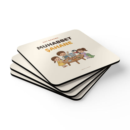Çay Bahane, Muhabbet Şahane Cork-Back Coaster Set, 4 Pieces, Roots & Talks - product photo 3