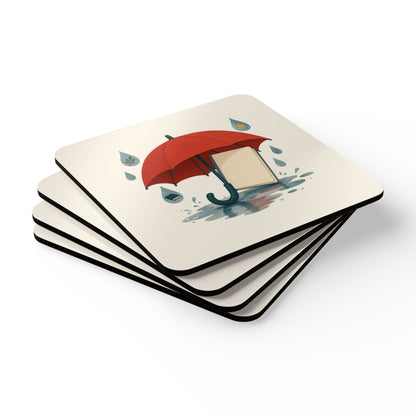 Word Umbrella Cork-Back Coaster Set, 4 Pieces, Roots & Talks - product photo 3