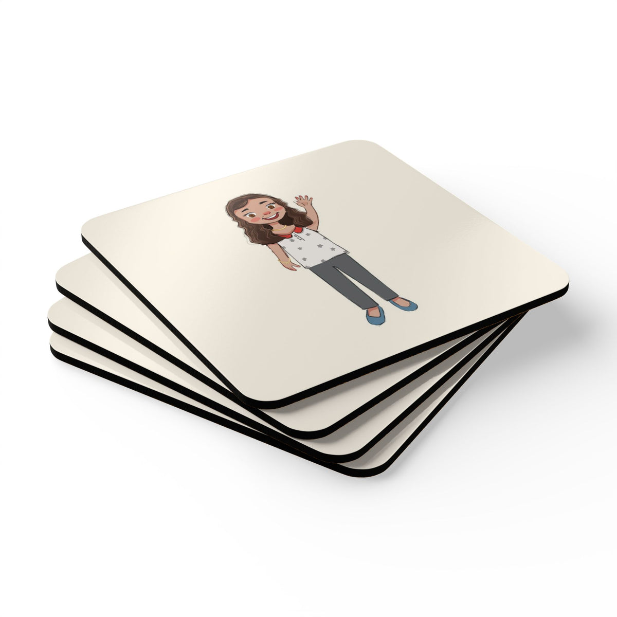 Defne Character Cork-Back Coaster Set, 4 Pieces, Roots & Talks - product photo 3