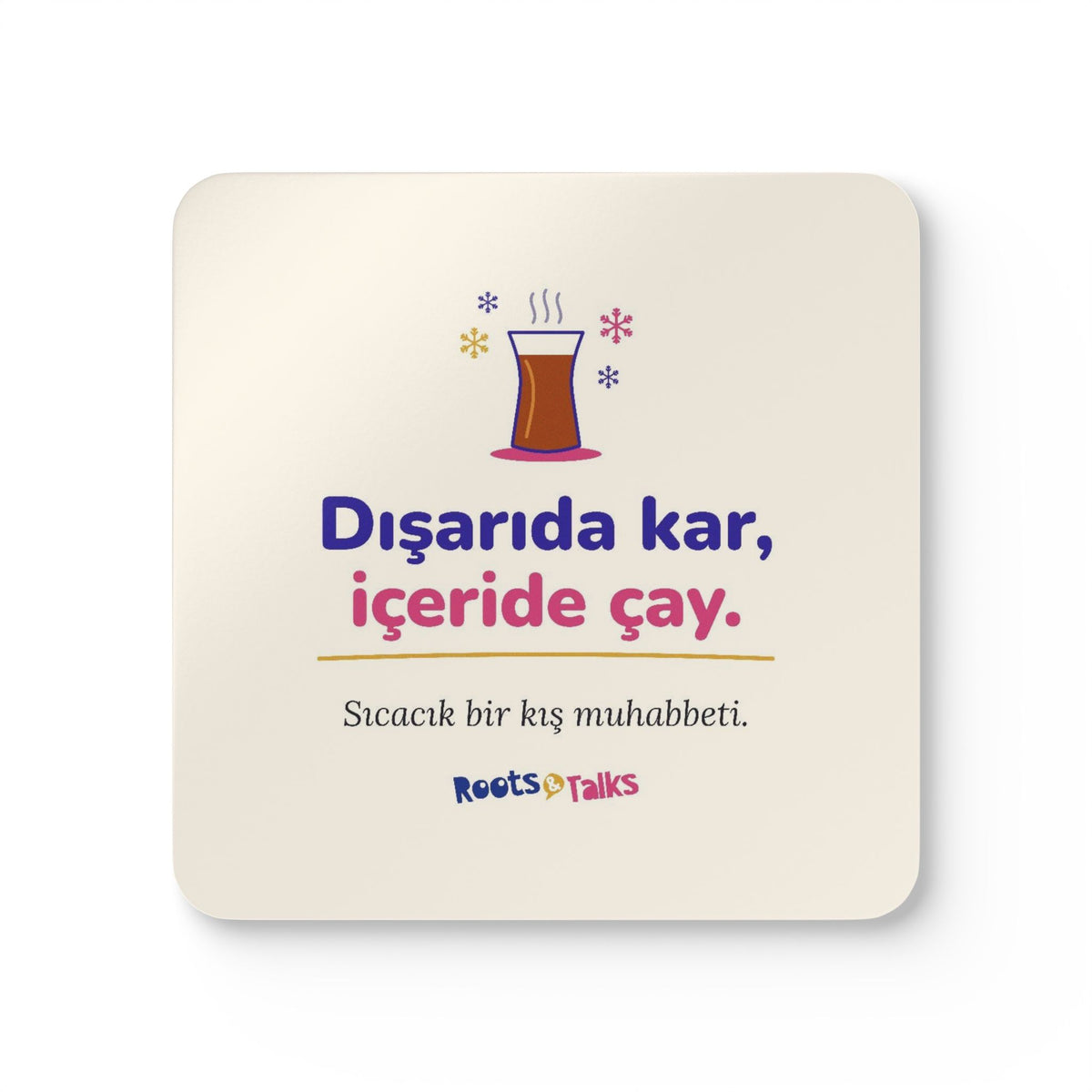 Dışarıda Kar, İçeride Çay Cork-Back Coaster Set, 4 Pieces, Roots & Talks - product photo 1