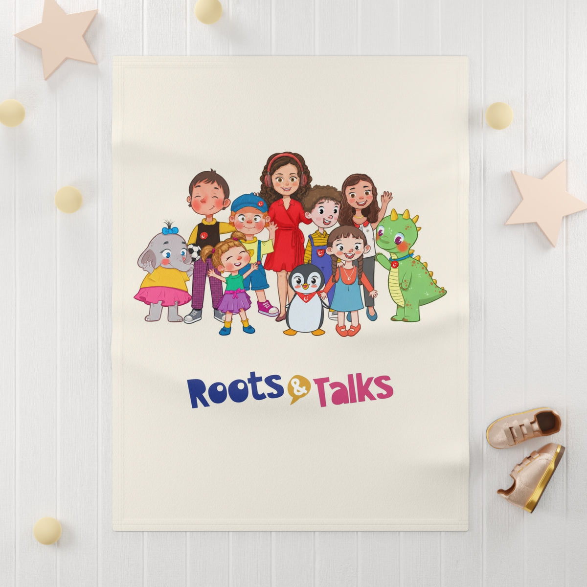 All the Characters Together Soft Fleece Baby Blanket, Roots & Talks - product photo 3