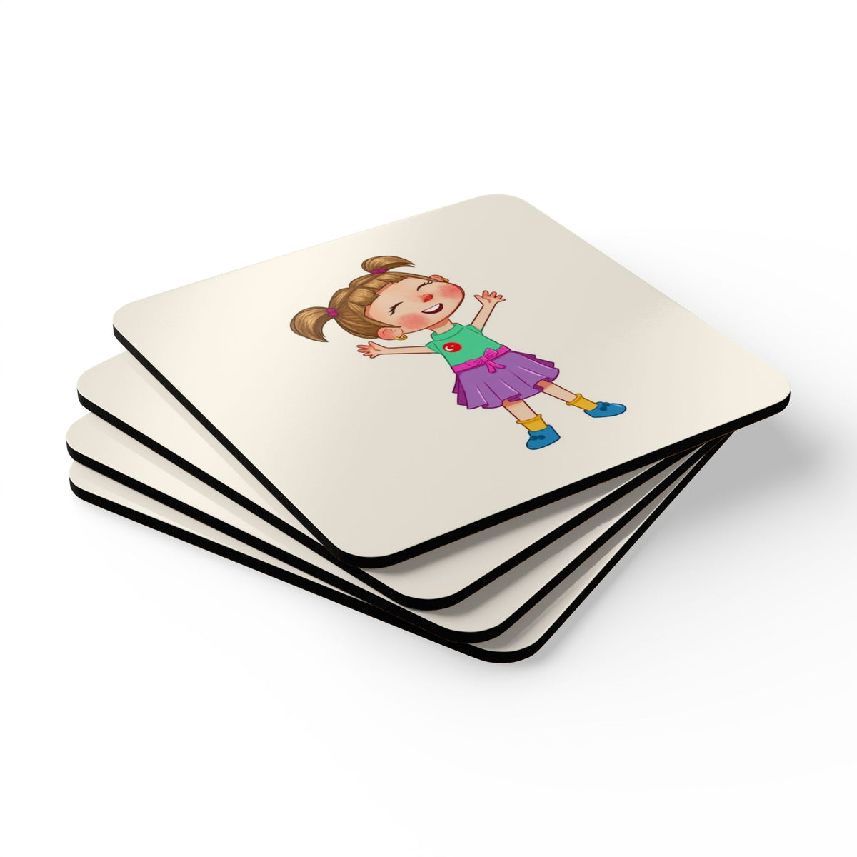 Ela Character Cork-Back Coaster Set, 4 Pieces, Roots & Talks - product photo 3
