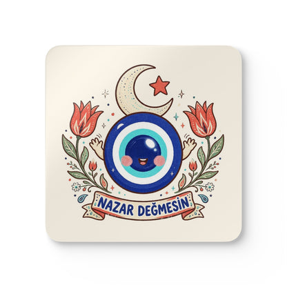 Nazar Değmesin Cork-Back Coaster Set, 4 Pieces, Roots & Talks - product photo 1