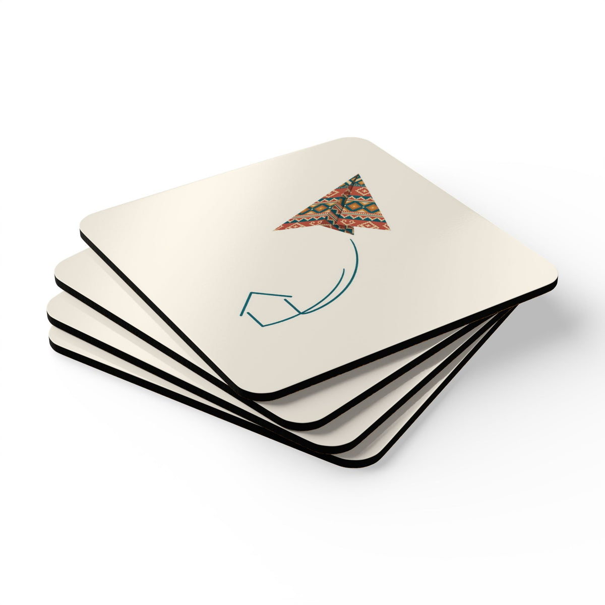Kilim Flight Cork-Back Coaster Set, 4 Pieces, Roots & Talks - product photo 3