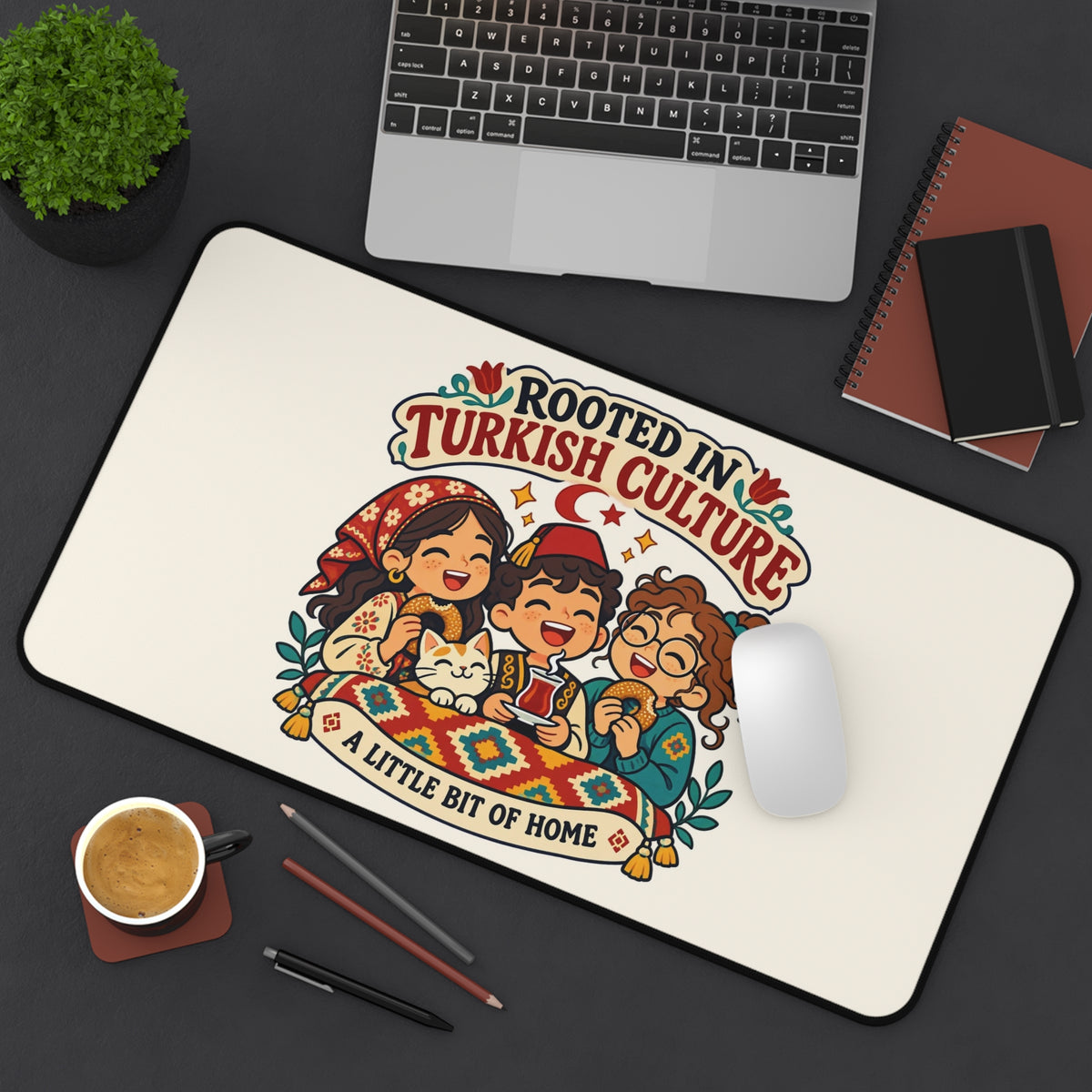 Rooted in Turkish Culture Neoprene Desk Mat, 12 × 22 in, Roots & Talks - product photo 4