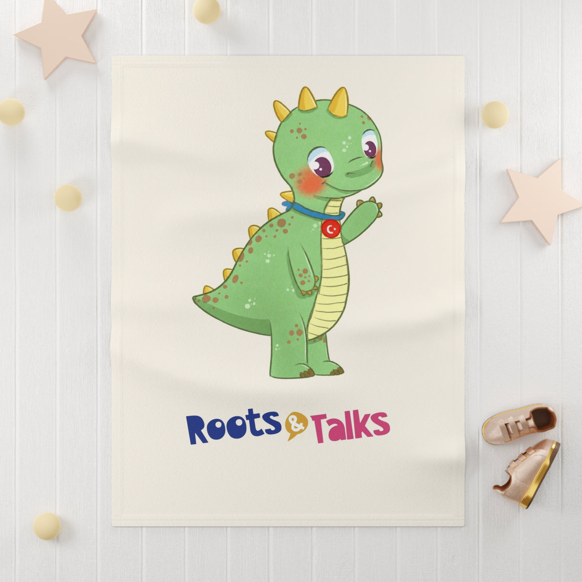 Dino Dinosaur Soft Fleece Baby Blanket, Roots & Talks - product photo 3