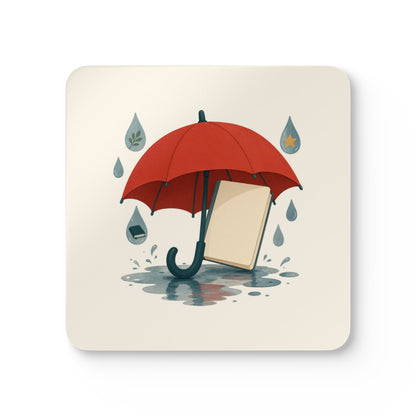 Word Umbrella Cork-Back Coaster Set, 4 Pieces, Roots & Talks - product photo 1
