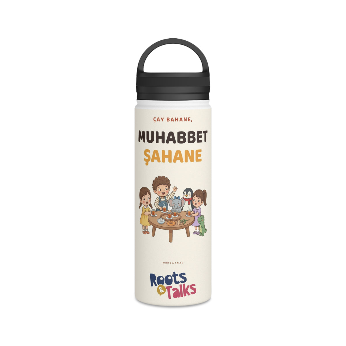Çay Bahane, Muhabbet Şahane Stainless Steel Water Bottle, 18 oz, Roots & Talks - product photo 1