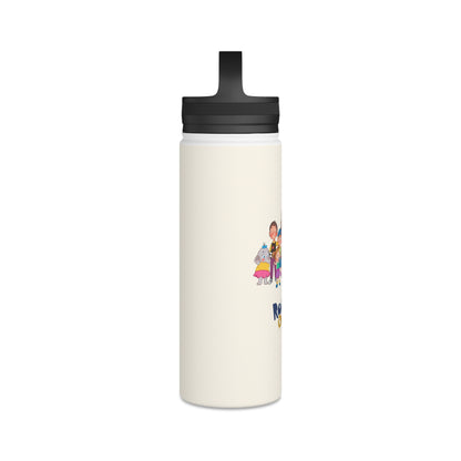 All the Characters Together Stainless Steel Water Bottle, 18 oz, Roots & Talks