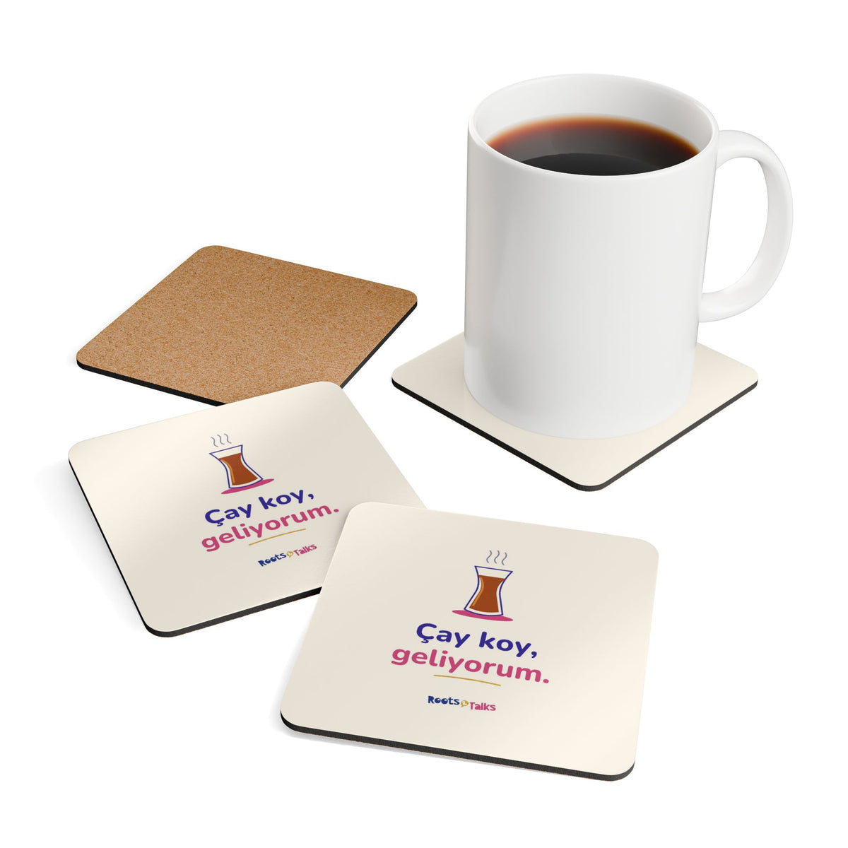 Çay Koy, Geliyorum Cork-Back Coaster Set, 4 Pieces, Roots & Talks - product photo 4