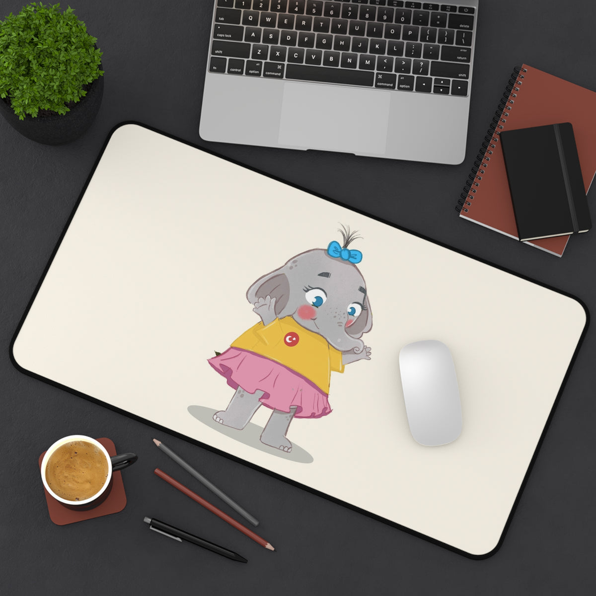 Filiz Elephant Neoprene Desk Mat, 12 × 22 in, Roots & Talks - product photo 4